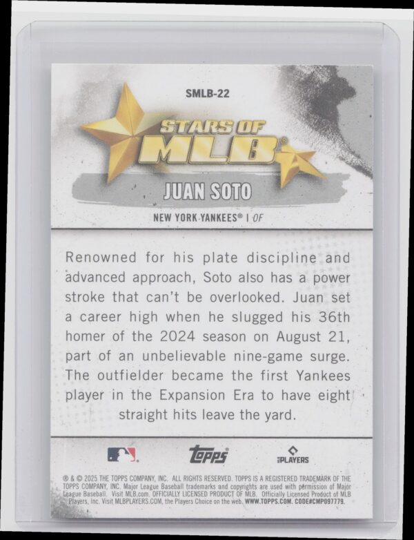 2025 Topps Juan Soto #SMLB-22 Yankees Stars of MLB - Image 3