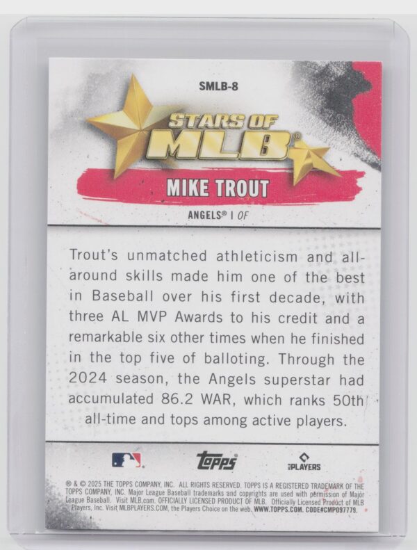 2025 Topps Mike Trout #SMLB-8 Angels Stars of MLB - Image 3