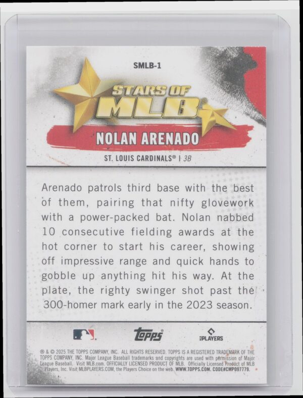 2025 Topps Nolan Arenado #SMLB-1 Cardinals Stars of MLB - Image 3
