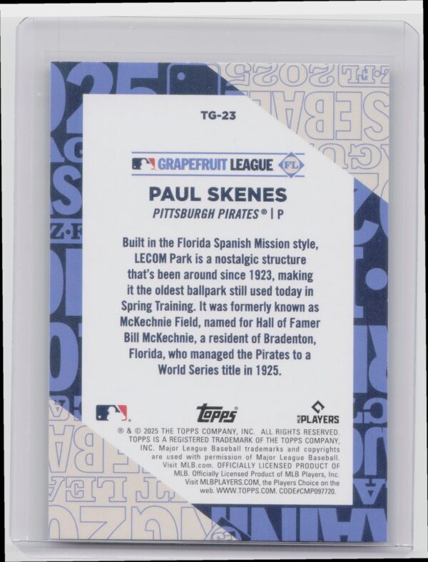 2025 Topps Paul Skenes #TG-23 Pirates Training Grounds - Image 3