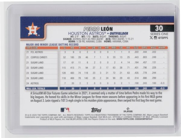 2025 Topps Pedro Leon #30 Astros - Image 3
