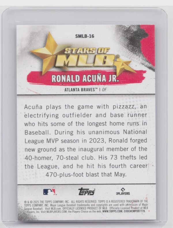 2025 Topps Ronald Acuna Jr. #SMLB-16 Braves Stars of MLB - Image 3