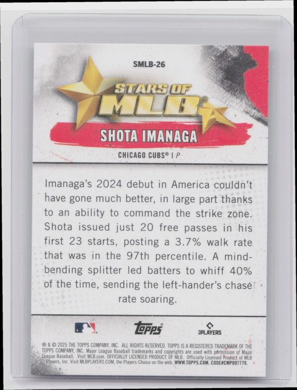 2025 Topps Shota Imanaga #SMLB-26 Cubs Stars of MLB - Image 3